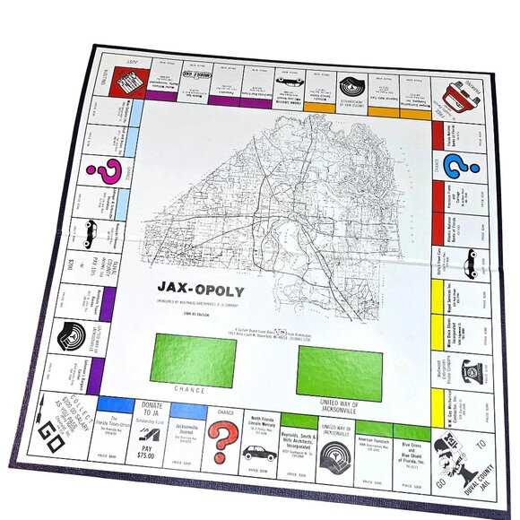 Jax-opoly 1984/85 Edition Board Game Jacksonville FL 1st Edition Open Box Rare - Picture 2 of 16
